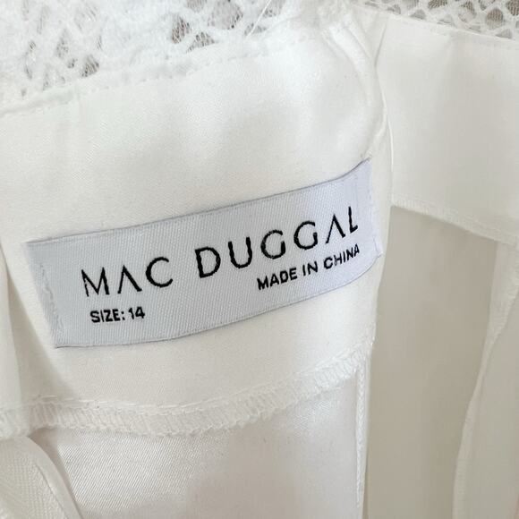 NWT Mac Duggal White Wedding Dress 14 Corset Plunge Trumpet Lace Gown - Picture 12 of 16